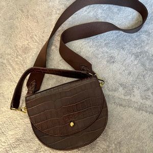 Small Richmond Croc-Embossed Saddle Bag